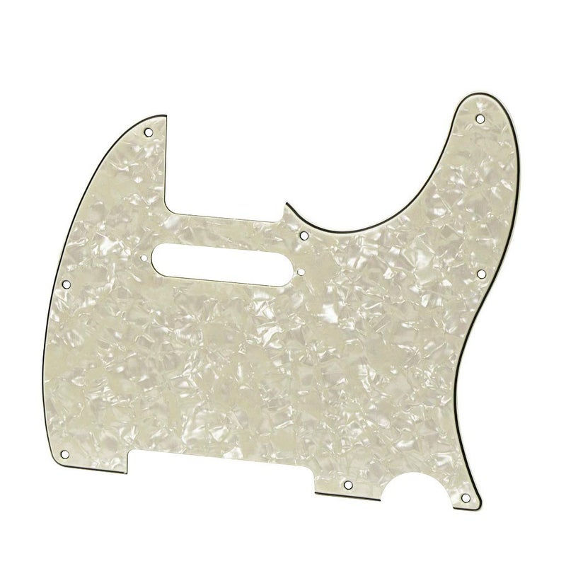FLEOR 8 Hole TL Pickguard Scratch Plate with Pickguard Screws Set Fit USA/MX Standard TL Style Pickguard Replacement, 4Ply Aged Pearl - Image 3